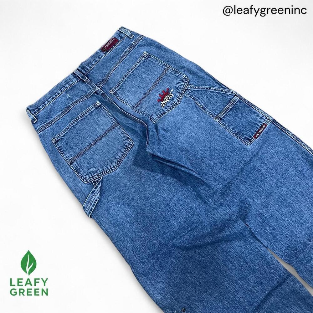 JNCO Crown Carpenter Baggy Wide Leg Jeans Light Wash us sz 34x30 Denim Distress